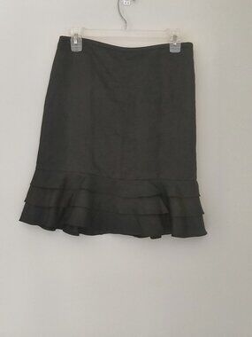 ANN TAYLOR LOFT  BLACK LINEN RUFFLE HEM SKIRT SIZE 6P